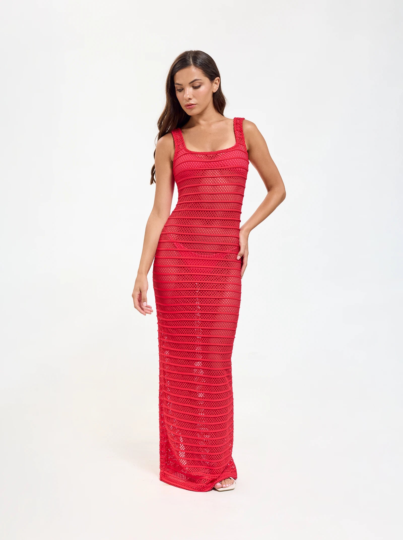 lucienne long dress crimson